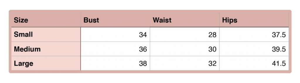 Icon Swim Size Chart